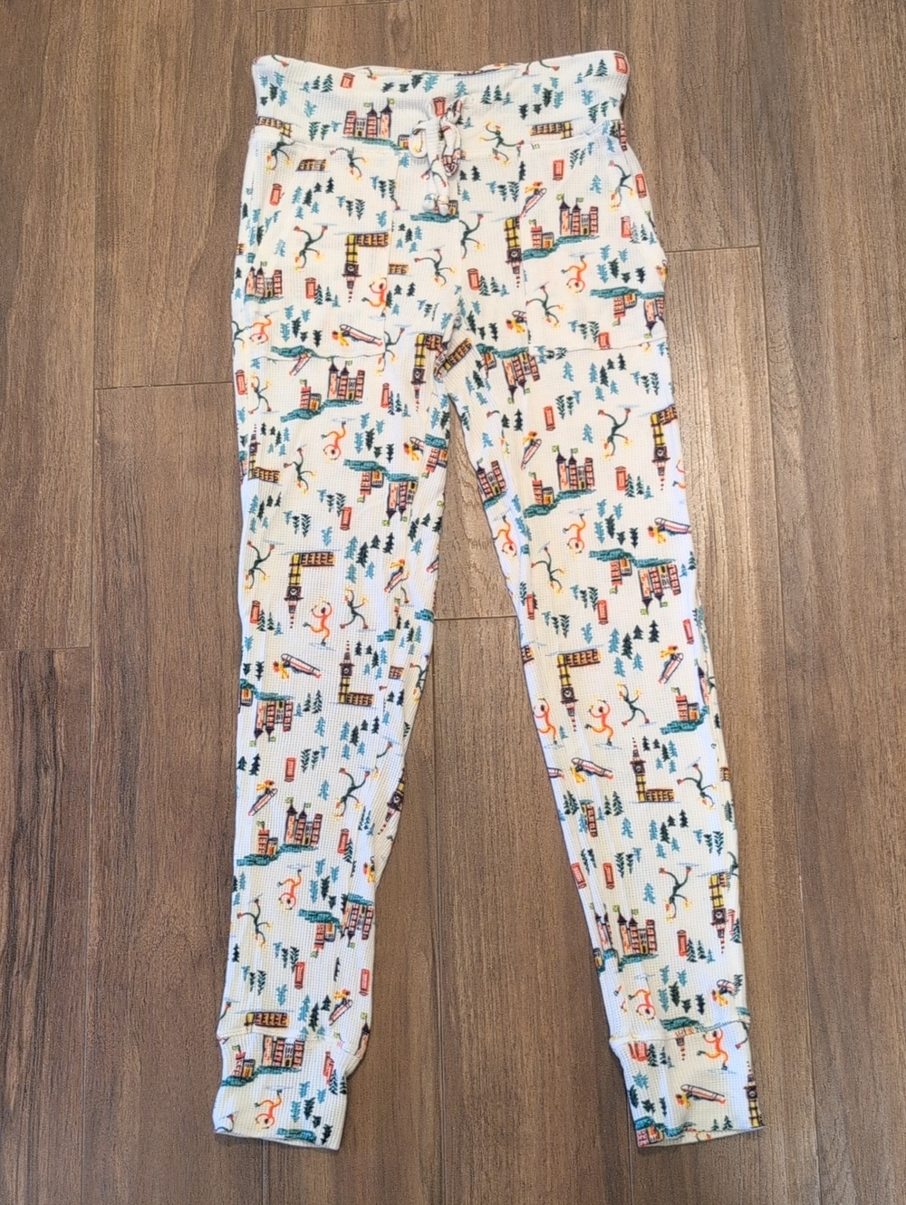 Aerie Thermal Pajama Pants City Skater Winter White Patterned Thermal Bottoms